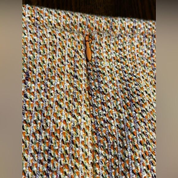 Anthropologie x Samantha Dru Tweed Wrapped Ruffle Hem Skirt Coral Peach womens 6 - Picture 7 of 16